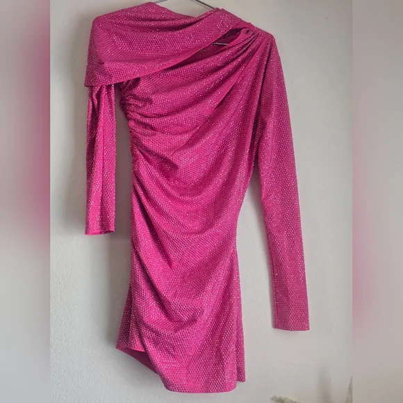 Cult Gaia Nicole Dress in Dragonfruit Cut Out Asymmetrical Mini Dress XS - Picture 9 of 16